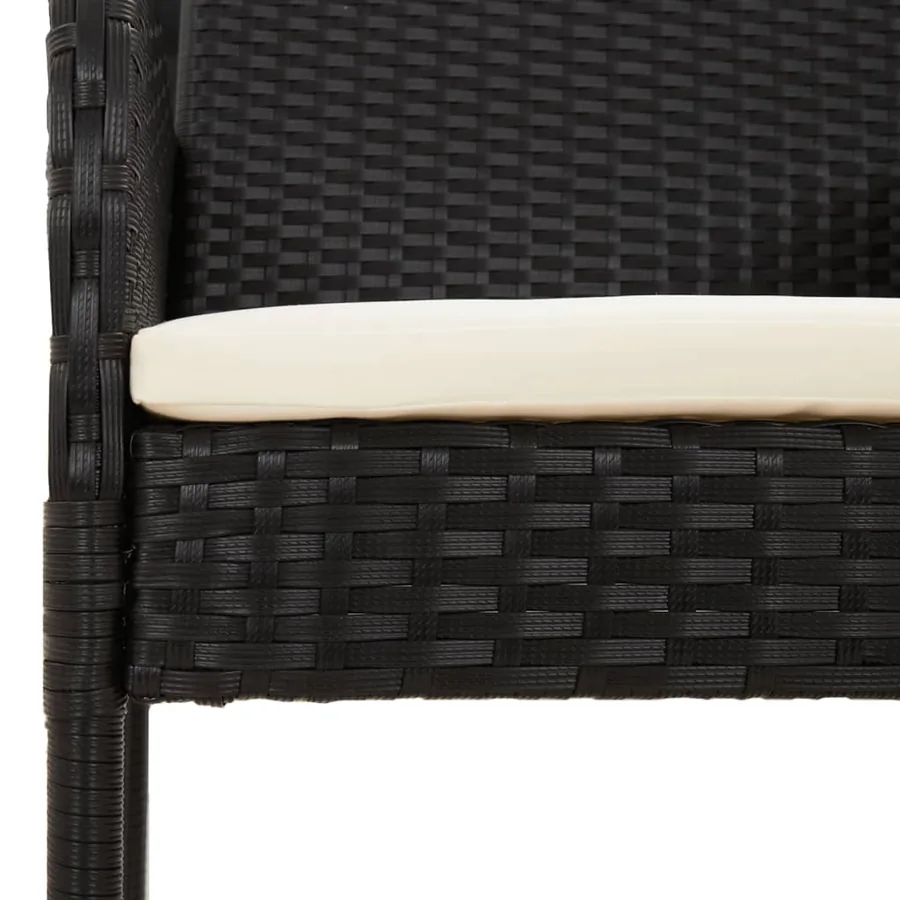 Chaises de jardin lot de 2 avec coussins Résine tressée Noir - 8