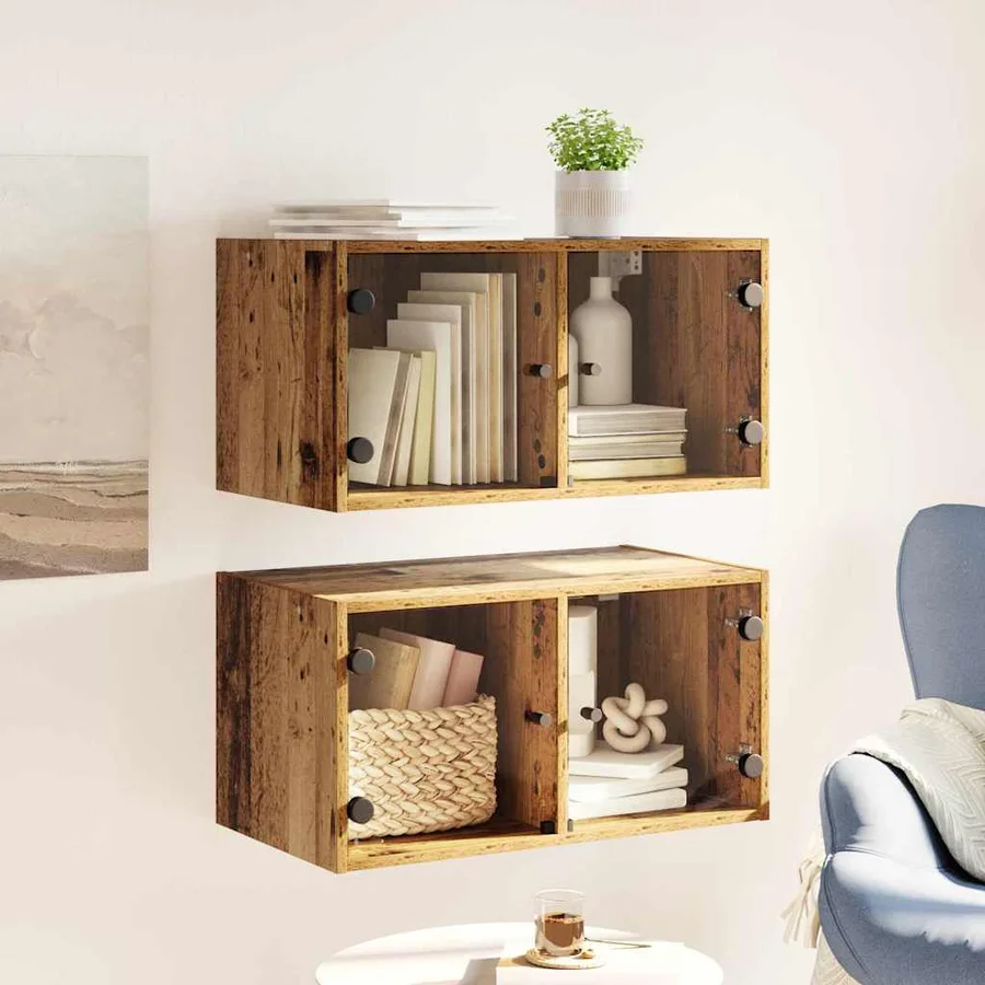 Cabinets muraux Montage mural 2 pcs Bois Ancien 68 x 37 x 35 cm - 4