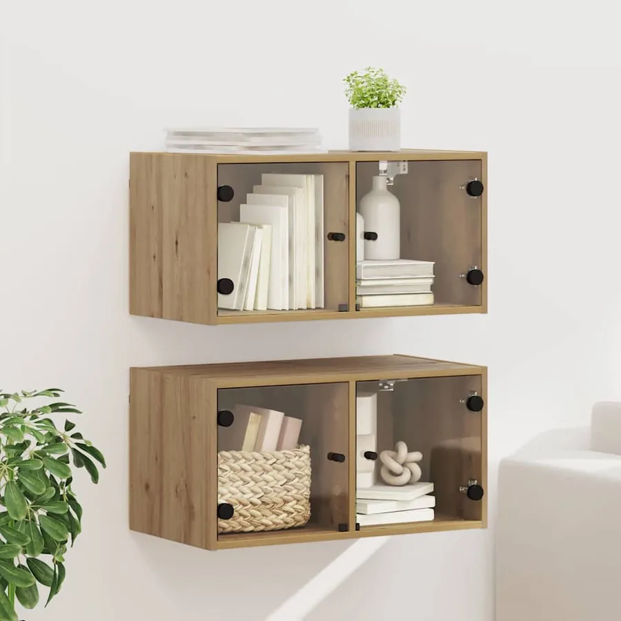Cabinets muraux 2 pc 68 x 37 x 35 cm Bois d'ingénierie