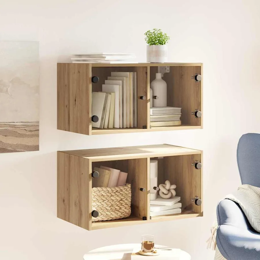 Cabinets muraux 2 pc 68 x 37 x 35 cm Bois d'ingénierie - 4
