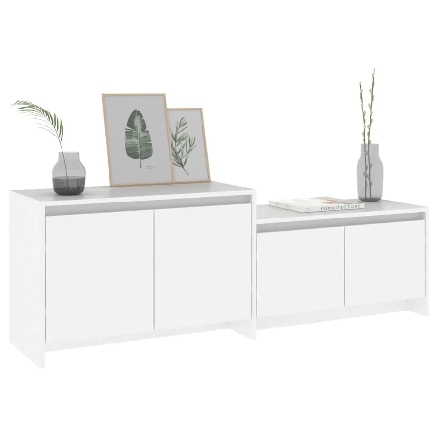 Meuble TV Blanc 146,5x35x50 cm Bois d'ingénierie - 4