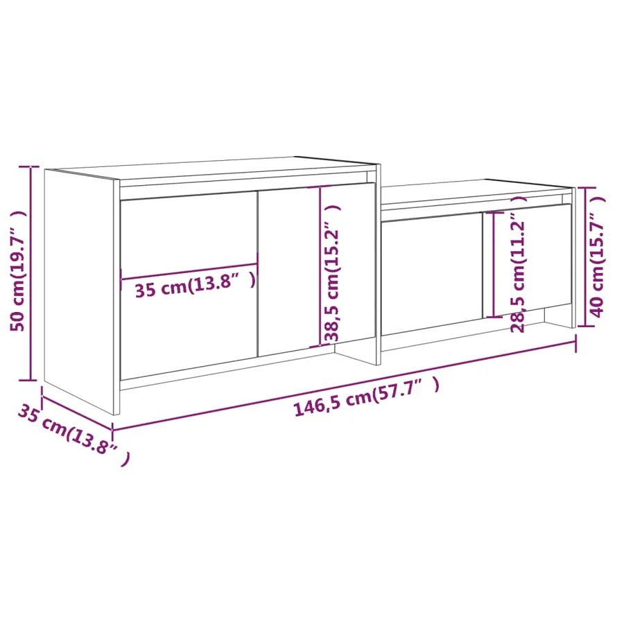 Meuble TV Blanc 146,5x35x50 cm Bois d'ingénierie - 9