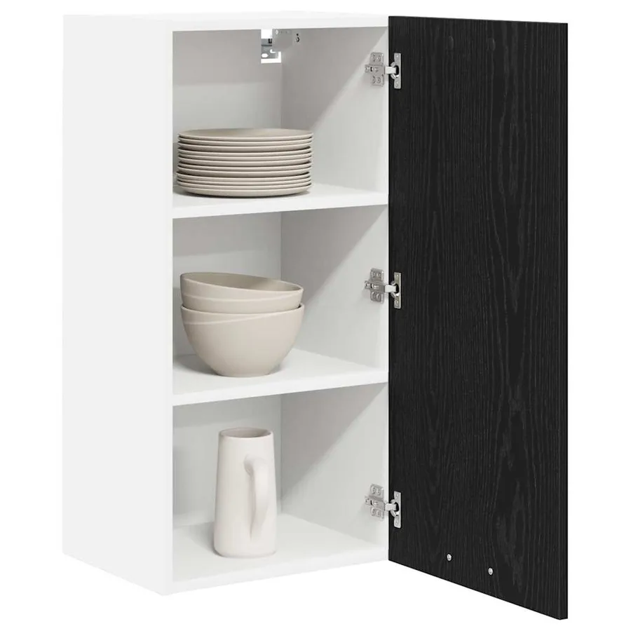 Armoire suspendue Riga Chêne noir et Blanc 40 x 31 x 80 cm - 3