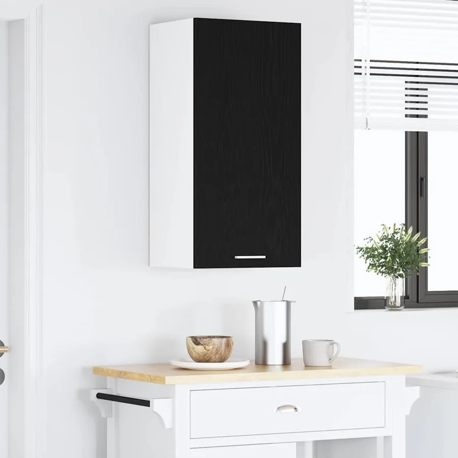Armoire suspendue Riga Chêne noir et Blanc 40 x 31 x 80 cm - 4
