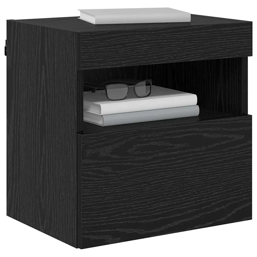Meuble TV mural Chêne noir 40 x 30 x 40 cm Bois d'ingénierie - 3