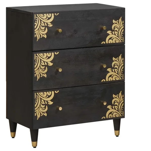 Buffet Noir 60 x 33 x 75 cm Bois de mangue massif