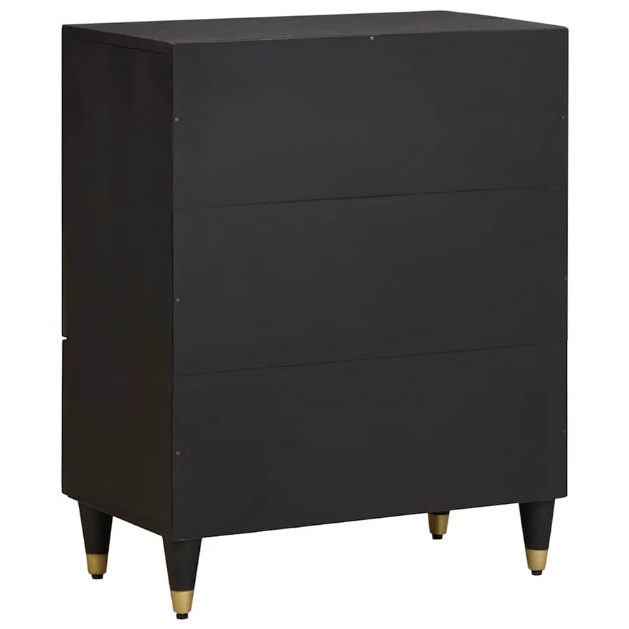 Buffet Noir 60 x 33 x 75 cm Bois de mangue massif - 5