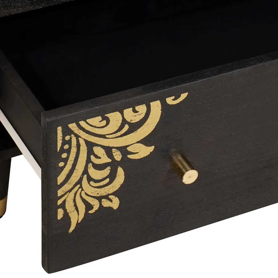 Buffet Noir 60 x 33 x 75 cm Bois de mangue massif - 7