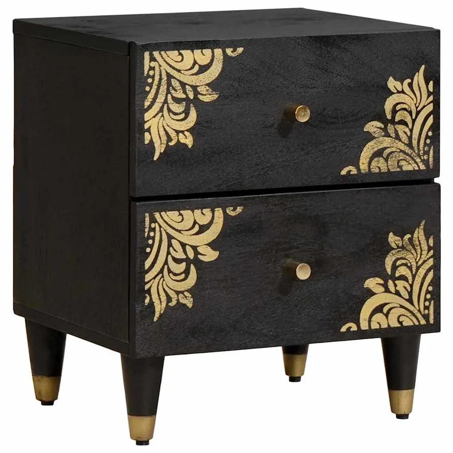 Cabinet de chevet avec tiroir 2 pcs Noir 40 x 33 x 46 cm - 2