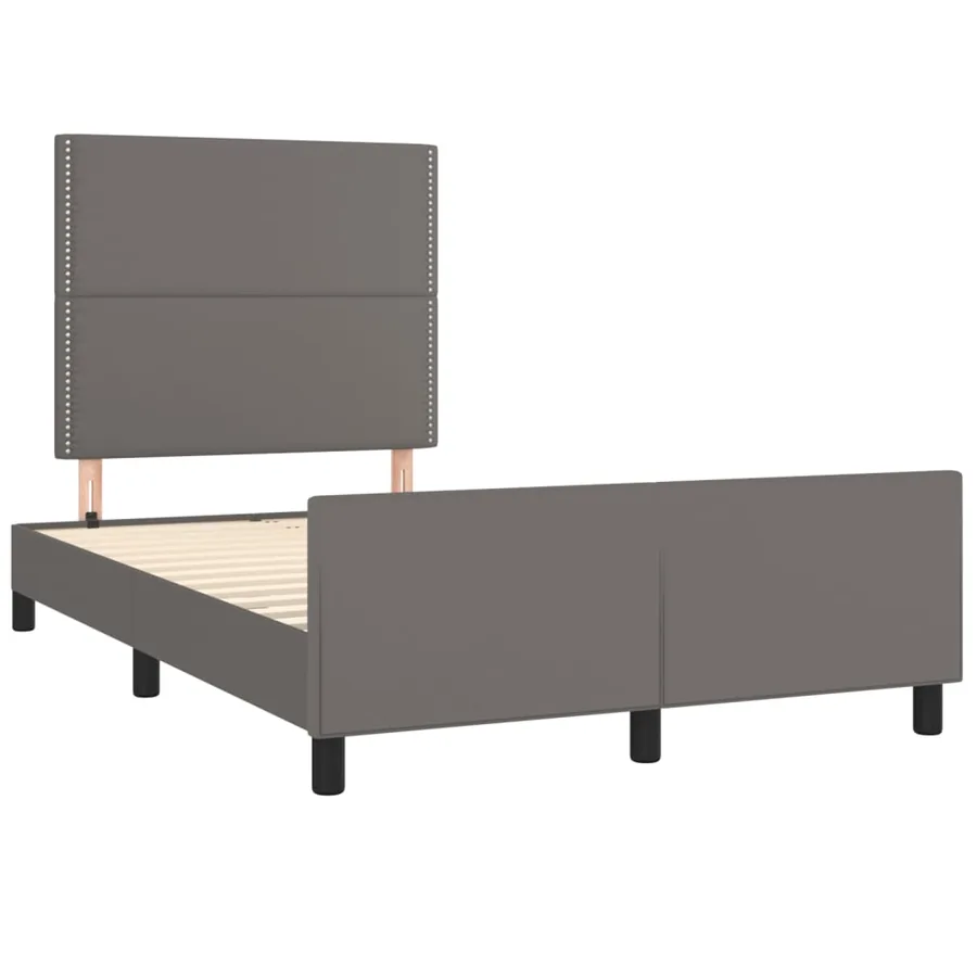 Cadre de lit sans matelas gris 120x200 cm similicuir - 4