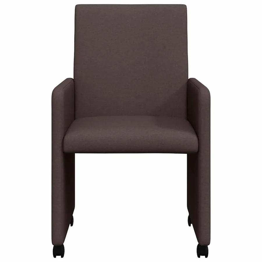 Chaises de Salle à Manger avec Roues 2 pcs Marron foncé tissu - 4