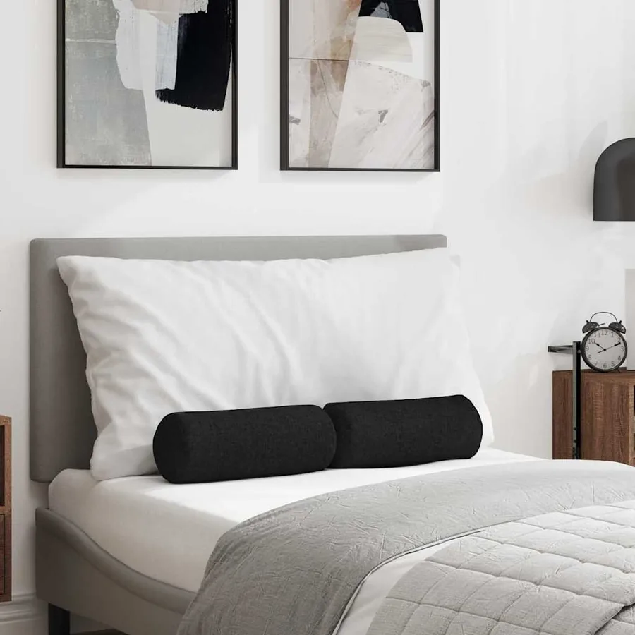 Coussins d'accent 2 pcs Noir Ø 15 x 40 cm tissu