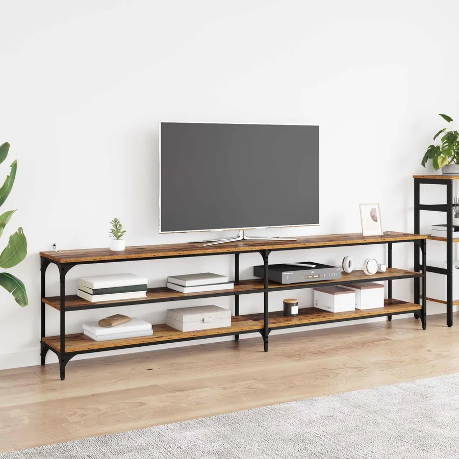 Meuble TV Bois Ancien 200 x 30 x 50 cm Bois d'ingénierie et fer