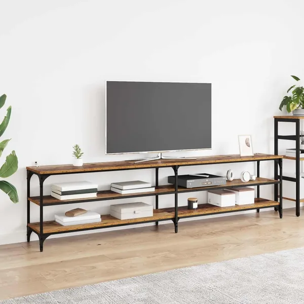 Meuble TV Bois Ancien 200 x 30 x 50 cm Bois d'ingénierie et fer