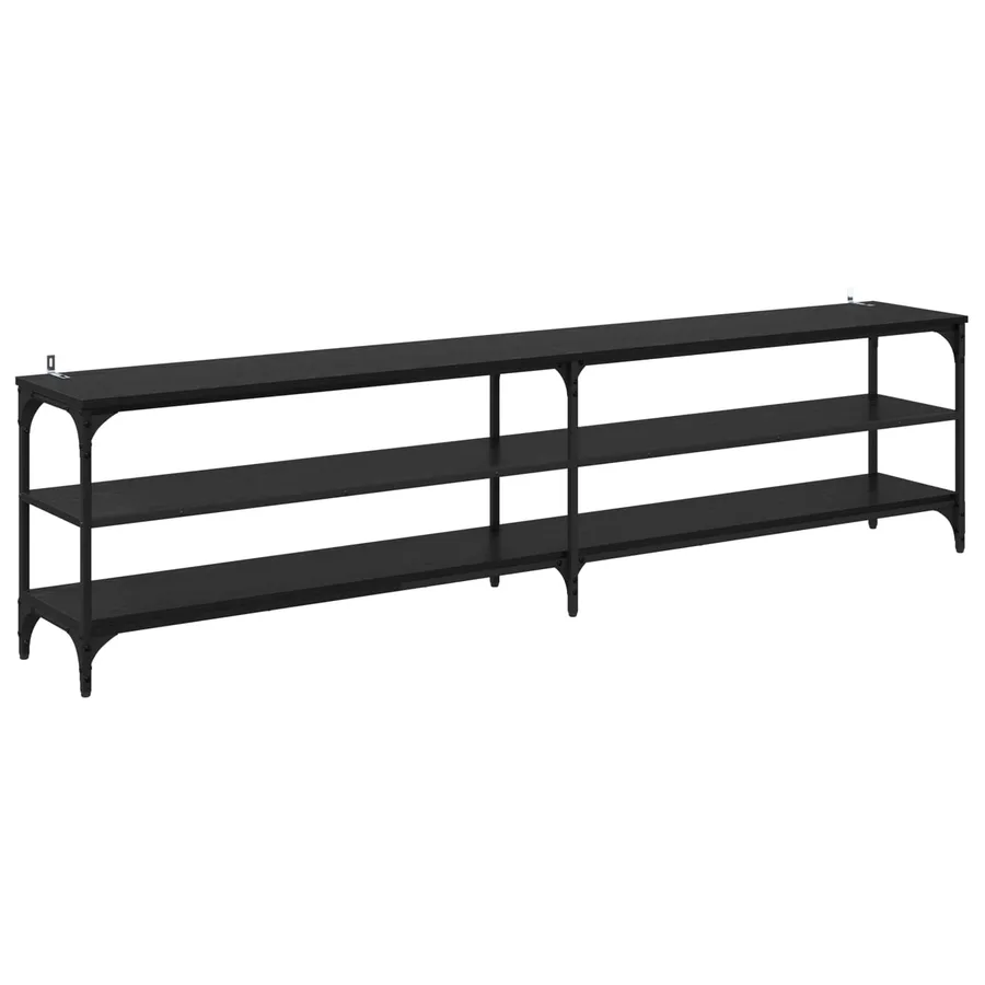 Meuble TV Chêne noir 200 x 30 x 50 cm Bois d'ingénierie et fer - 2