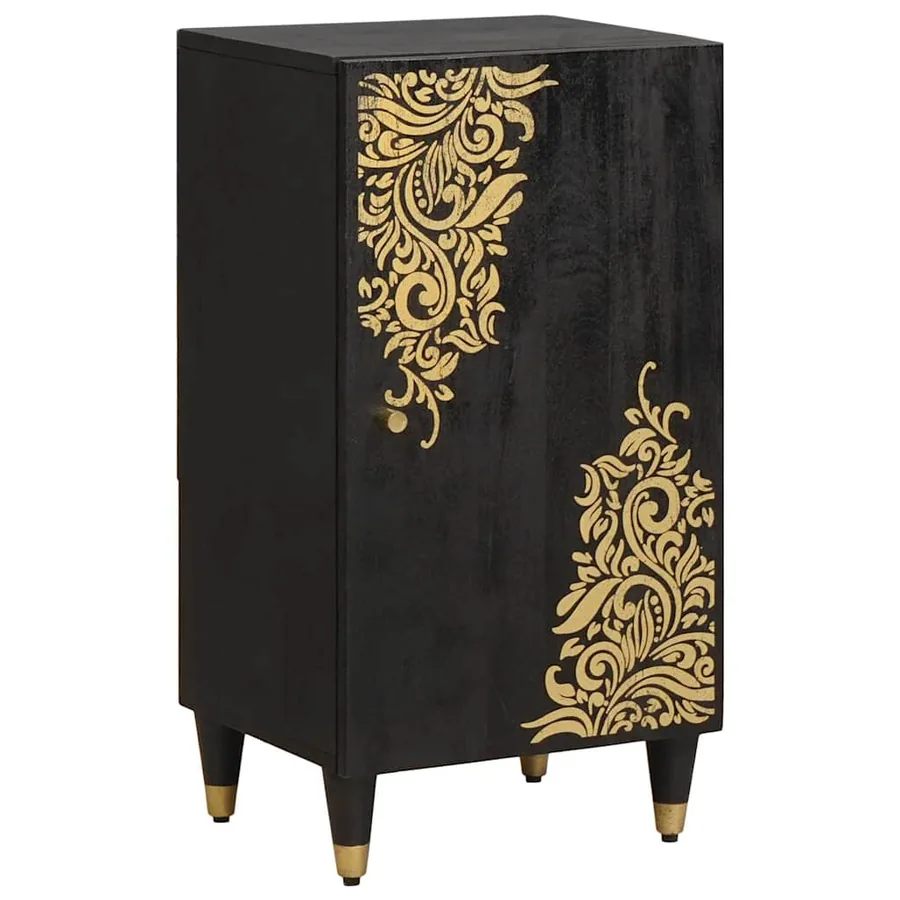 Buffet avec étagère Noir 40 x 33 x 75 cm Bois de mangue massif