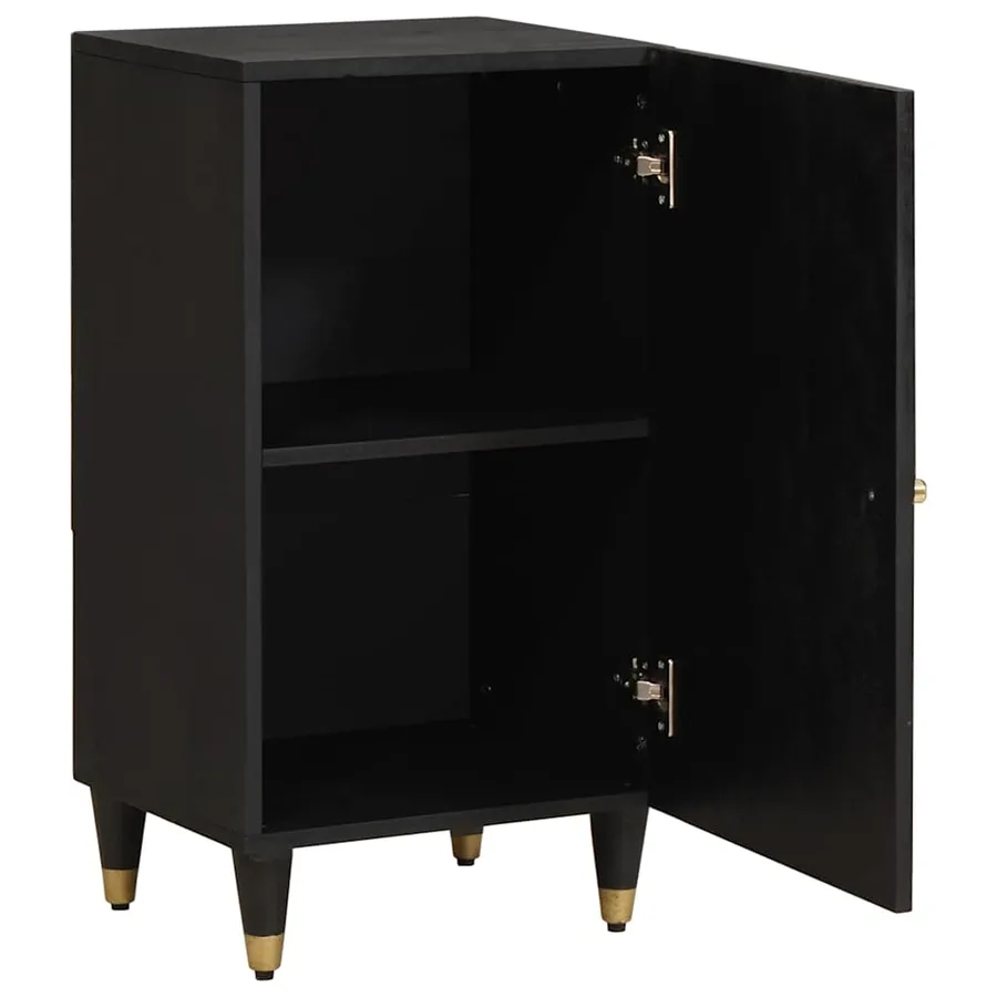 Buffet avec étagère Noir 40 x 33 x 75 cm Bois de mangue massif - 2
