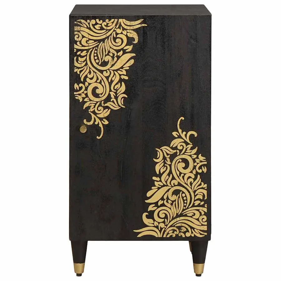 Buffet avec étagère Noir 40 x 33 x 75 cm Bois de mangue massif - 3