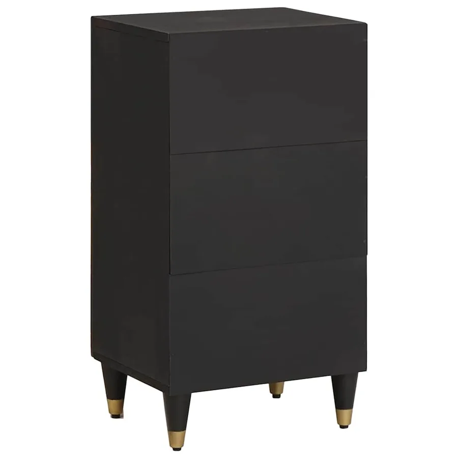 Buffet avec étagère Noir 40 x 33 x 75 cm Bois de mangue massif - 5