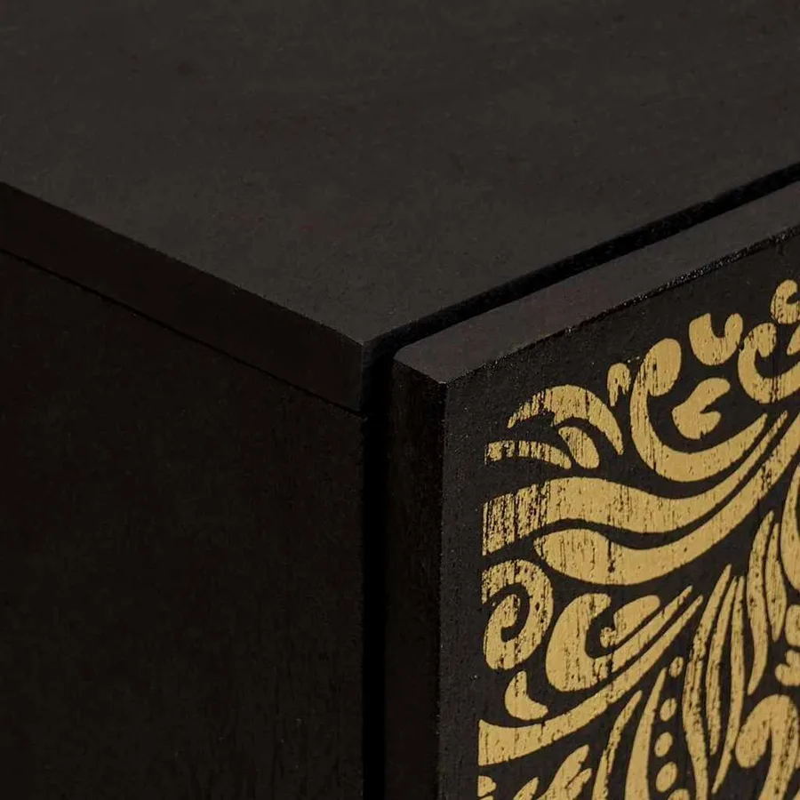 Buffet avec étagère Noir 40 x 33 x 75 cm Bois de mangue massif - 6