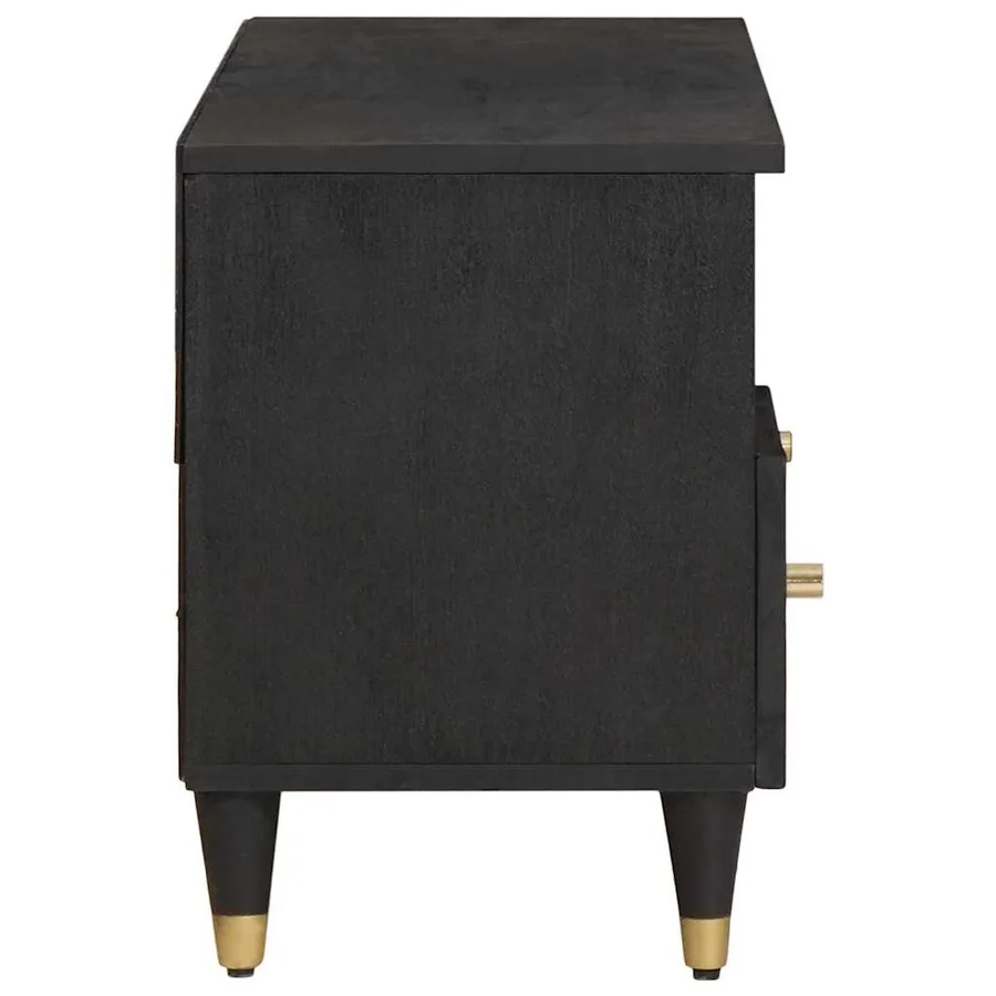 Meuble TV Noir 100 x 33 x 46 cm Bois de mangue massif - 4