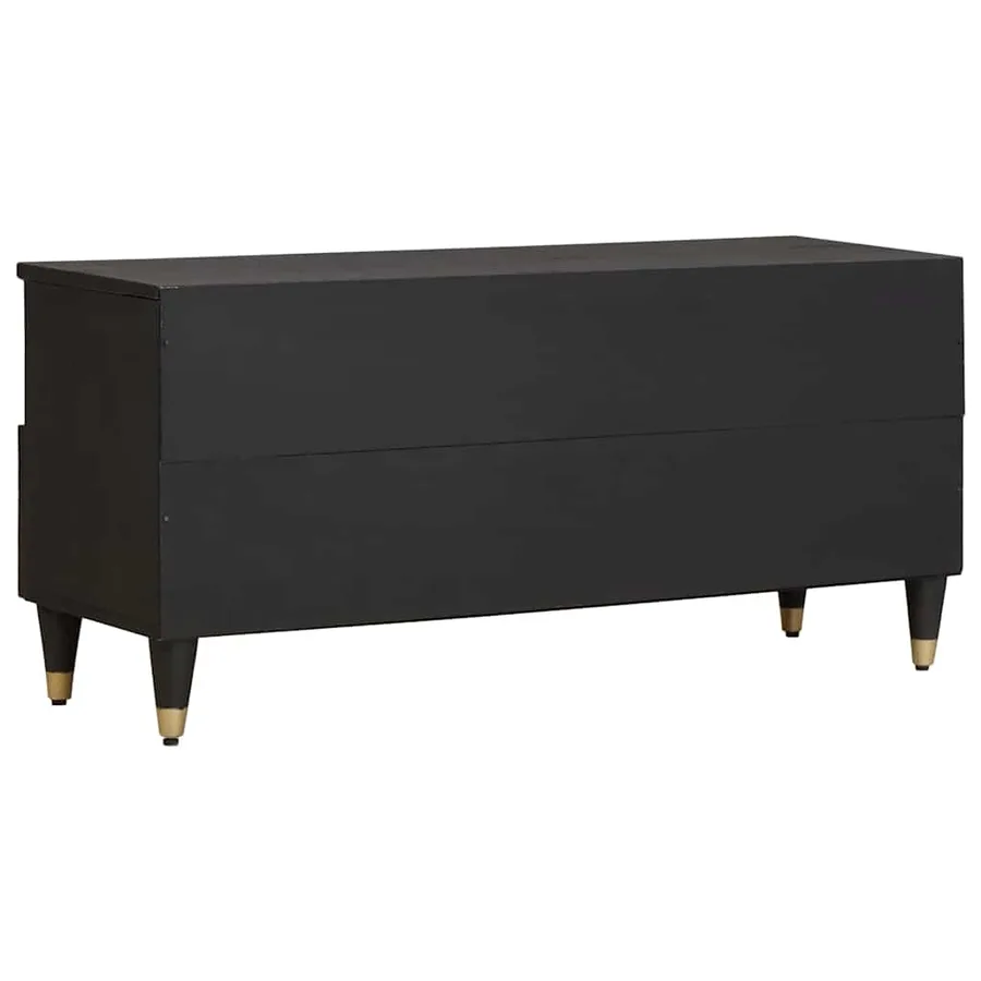 Meuble TV Noir 100 x 33 x 46 cm Bois de mangue massif - 5