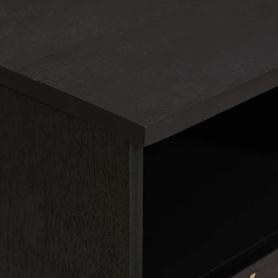 Meuble TV Noir 100 x 33 x 46 cm Bois de mangue massif - 6