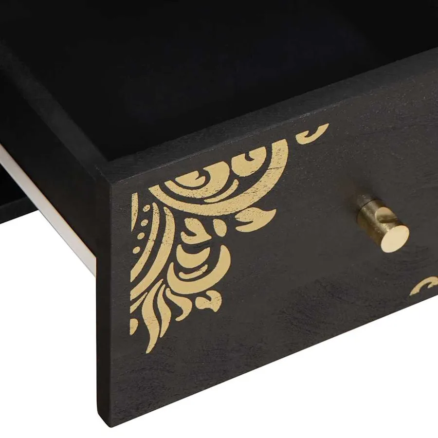 Meuble TV Noir 100 x 33 x 46 cm Bois de mangue massif - 7