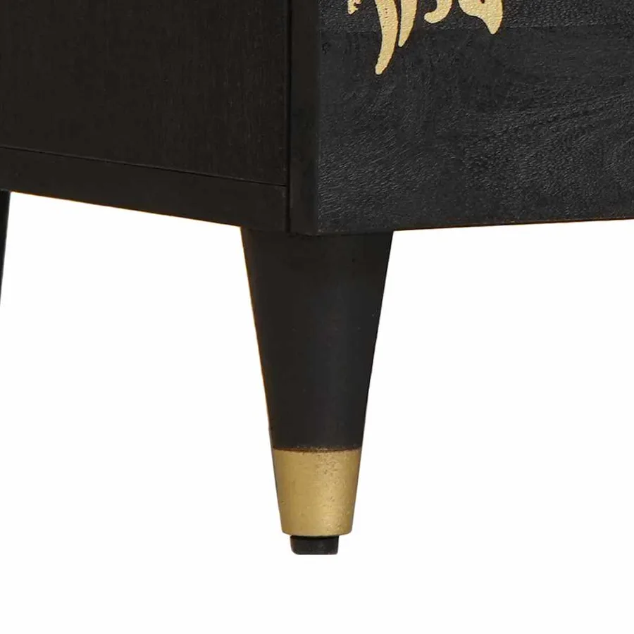 Meuble TV Noir 100 x 33 x 46 cm Bois de mangue massif - 8