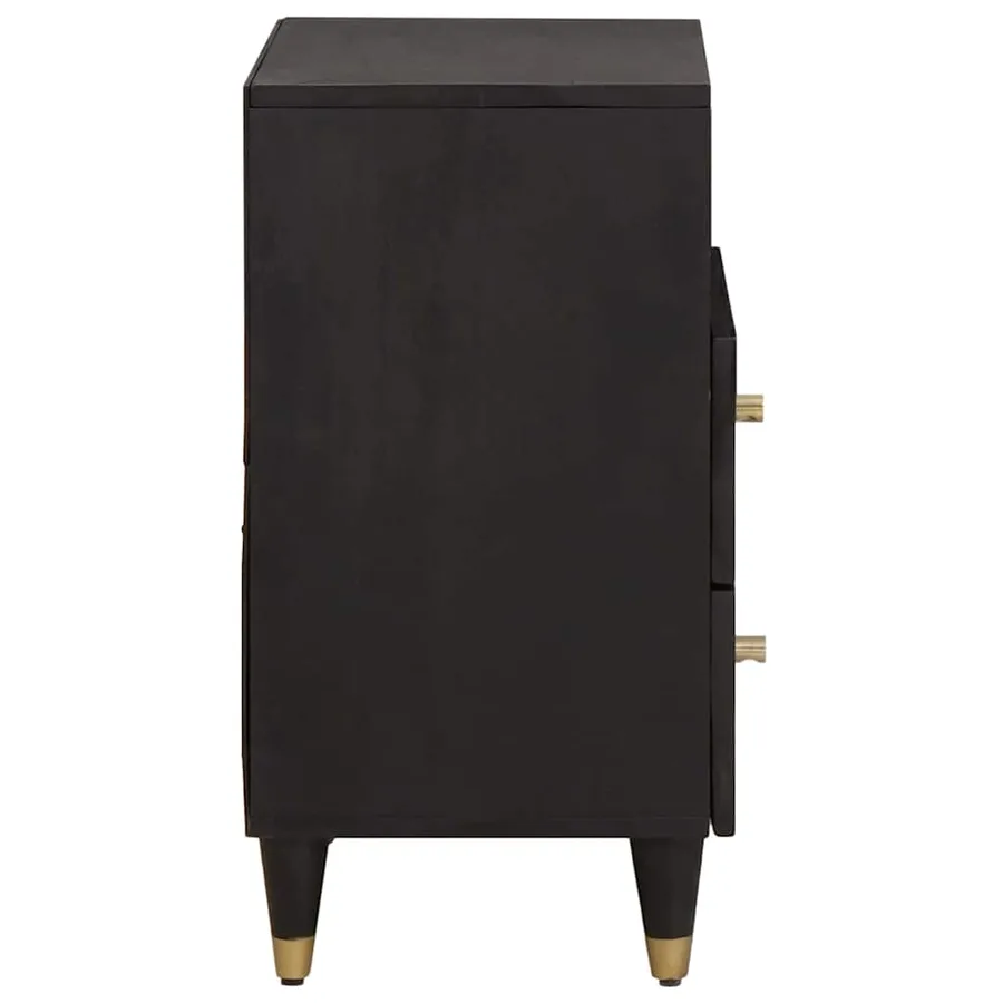 Cabinet de chevet Noir 50 x 33 x 62 cm Bois de mangue massif - 4