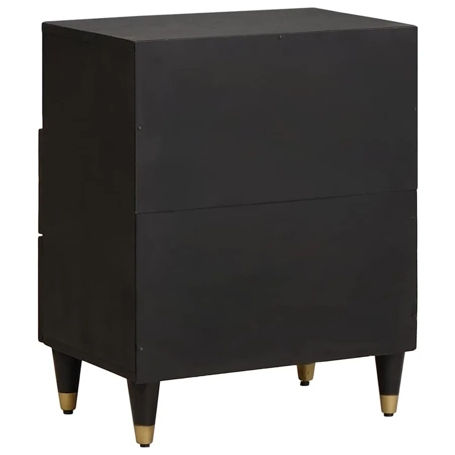 Cabinet de chevet Noir 50 x 33 x 62 cm Bois de mangue massif - 5