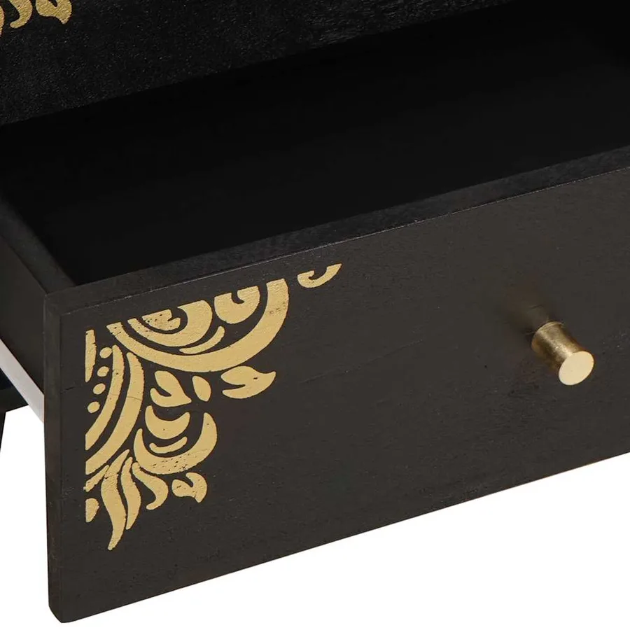 Cabinet de chevet Noir 50 x 33 x 62 cm Bois de mangue massif - 7