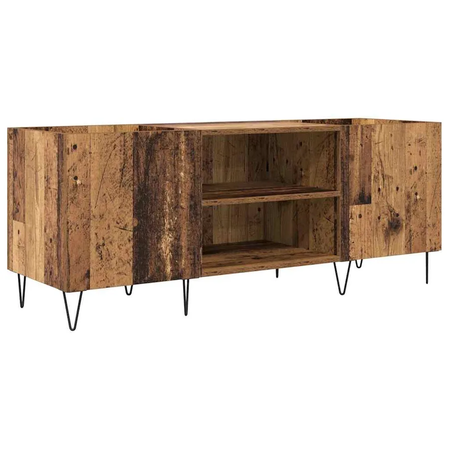 Meuble à vinyles avec étagère Bois Ancien 121 x 38 x 48 cm - 2