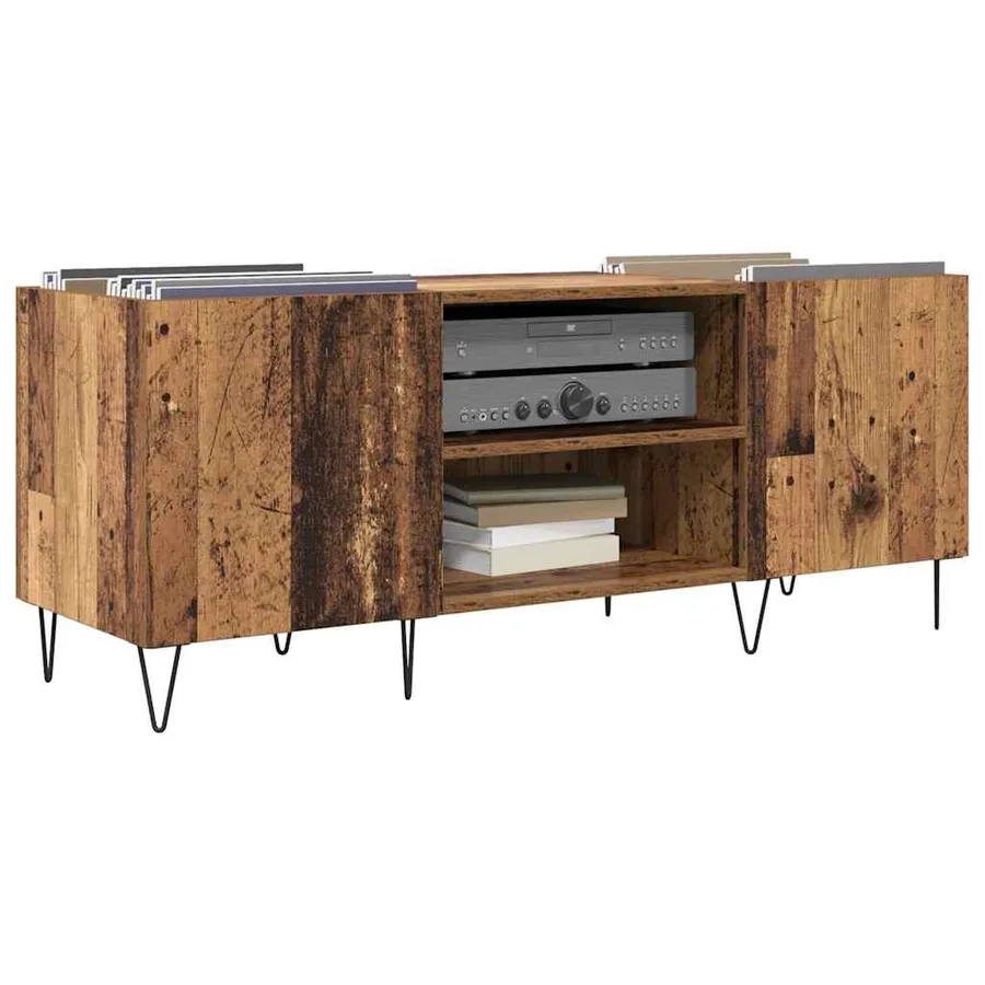 Meuble à vinyles avec étagère Bois Ancien 121 x 38 x 48 cm - 3