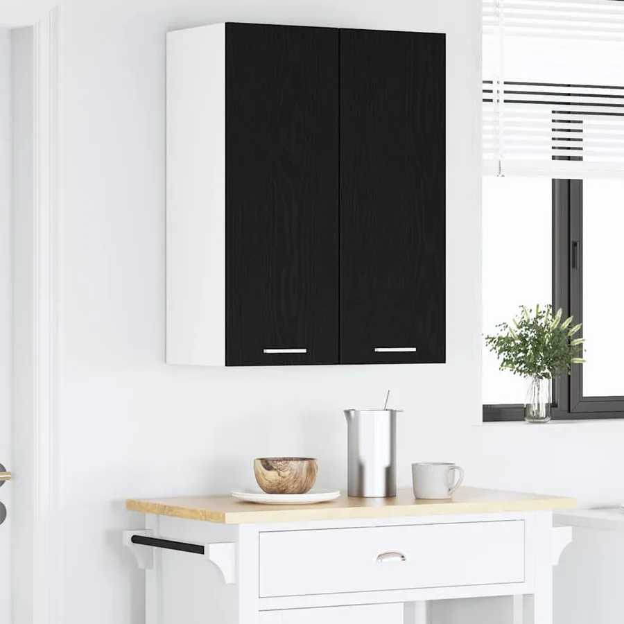 Armoire suspendue Chêne noir et Blanc 30 x 31 x 80 cm - 4