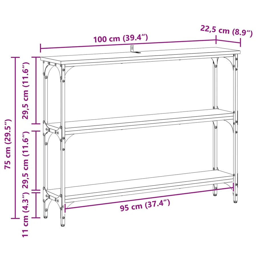 Table console Chêne artisanal 100 x 22,5 x 75 cm - 13