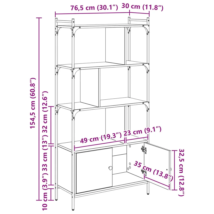 Bibliothèque 76,5 x 30 x 154,5 cm Bois d'ingénierie - 15