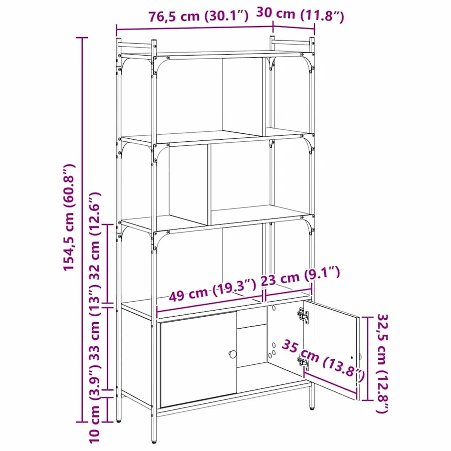 Bibliothèque 76,5 x 30 x 154,5 cm Bois d'ingénierie - 16