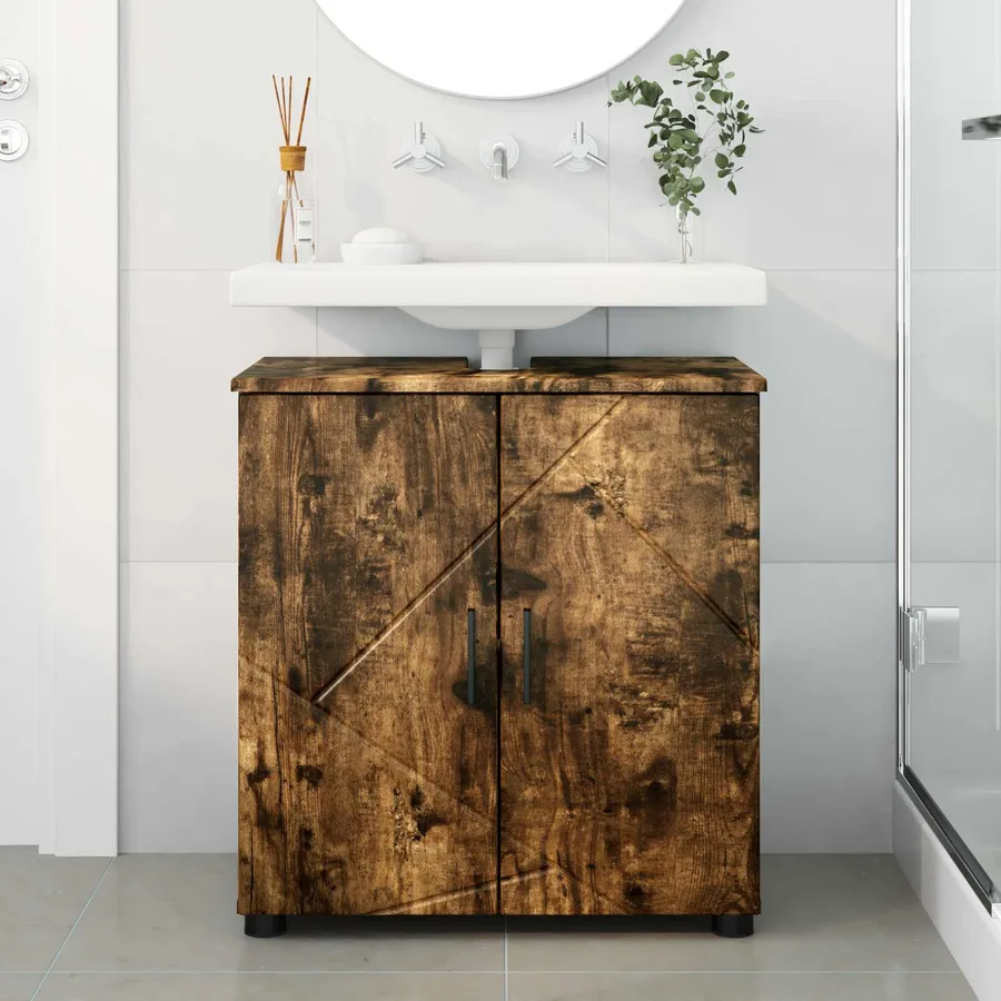 Cabinet de salle de bain avec porte Chêne fumé 61 x 35 x 64 cm - 4