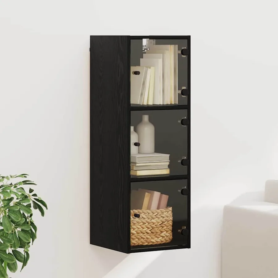 Meuble mural Chêne noir 35 x 37 x 102 cm Bois d'ingénierie