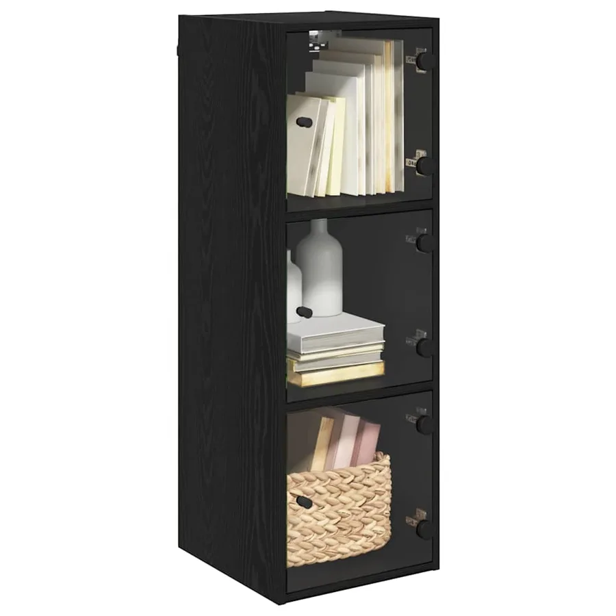 Meuble mural Chêne noir 35 x 37 x 102 cm Bois d'ingénierie - 3