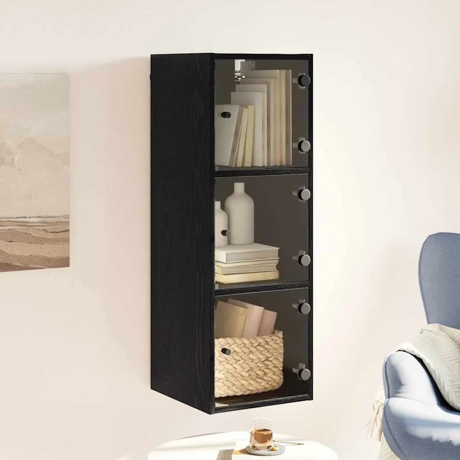 Meuble mural Chêne noir 35 x 37 x 102 cm Bois d'ingénierie - 4