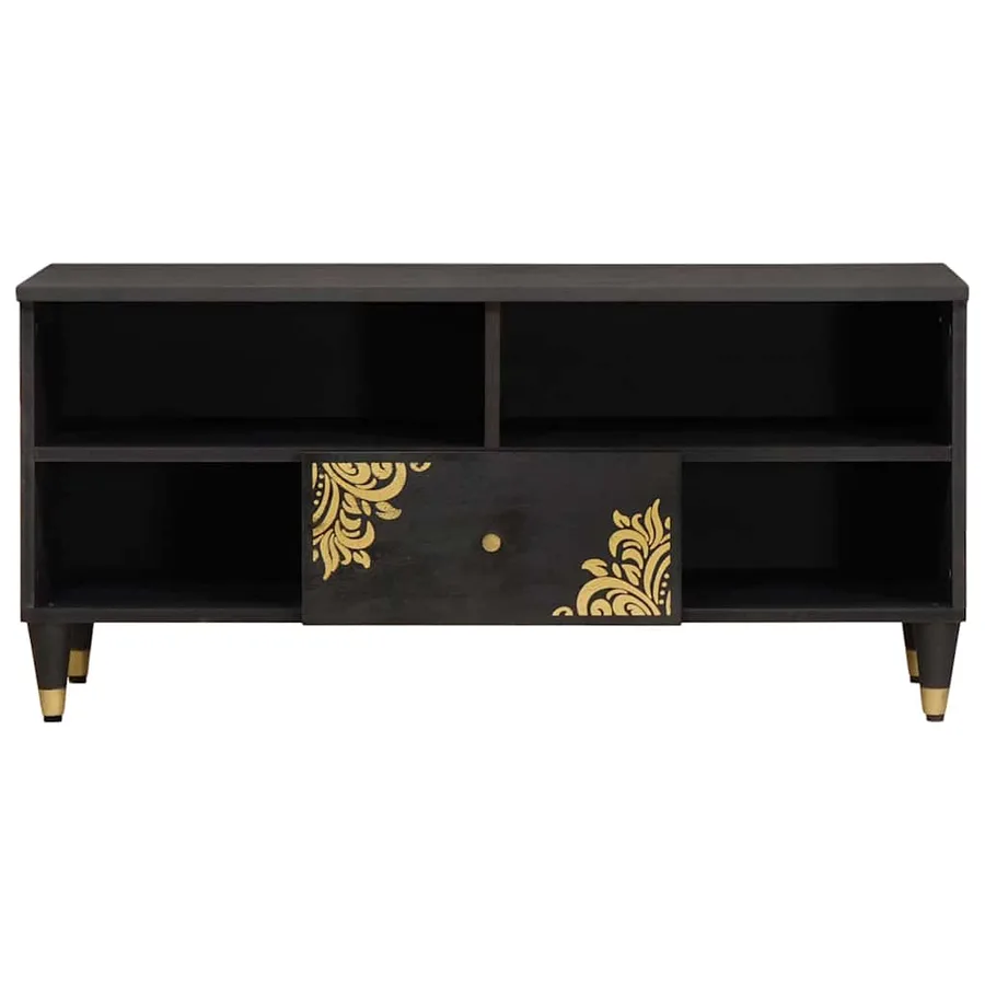 Meuble TV Noir 100 x 33 x 46 cm Bois de mangue massif - 3