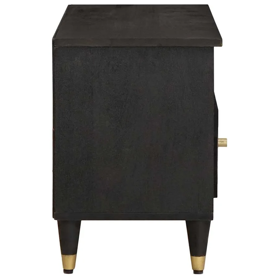 Meuble TV Noir 100 x 33 x 46 cm Bois de mangue massif - 4