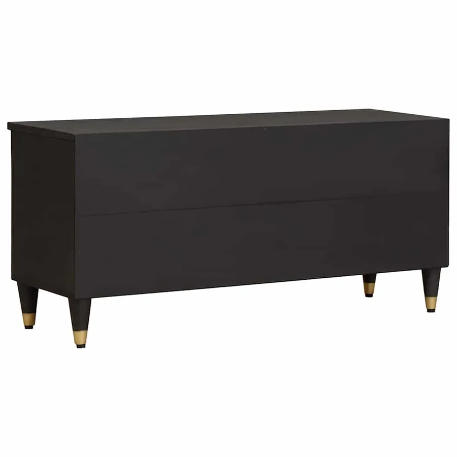 Meuble TV Noir 100 x 33 x 46 cm Bois de mangue massif - 5