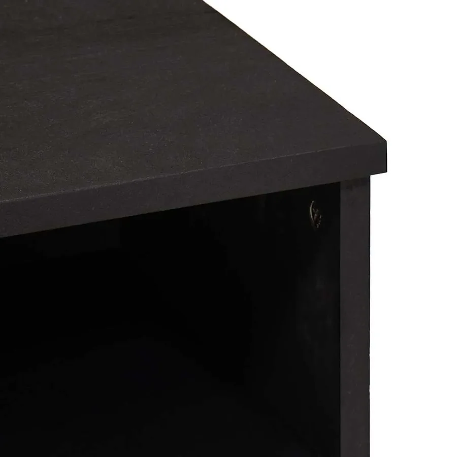 Meuble TV Noir 100 x 33 x 46 cm Bois de mangue massif - 6