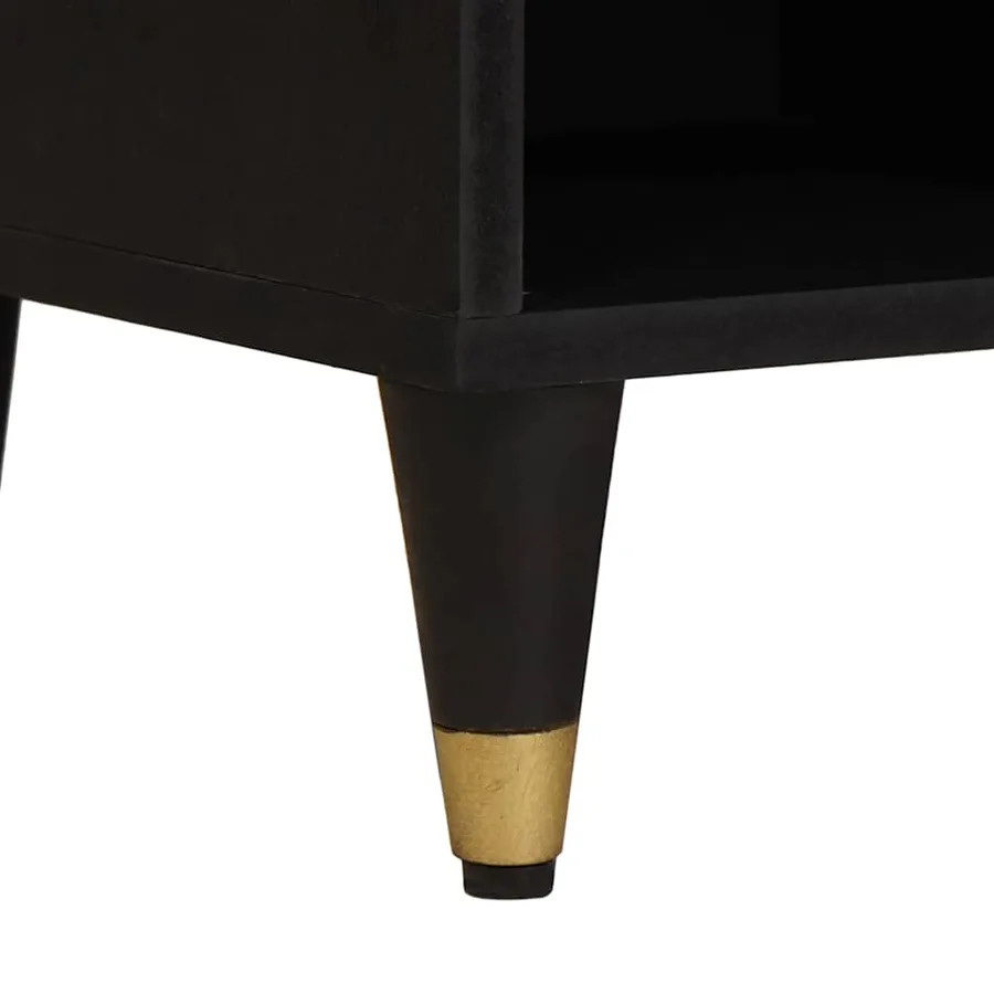 Meuble TV Noir 100 x 33 x 46 cm Bois de mangue massif - 8