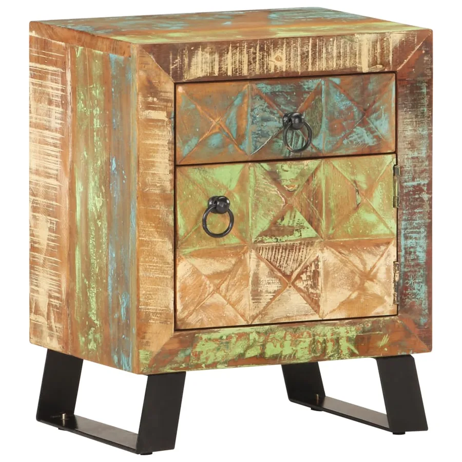 Table de chevet 40 x 30 x 50 cm Bois de récupération massif - 10