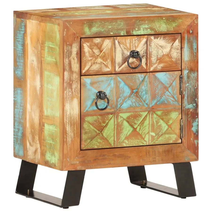Table de chevet 40 x 30 x 50 cm Bois de récupération massif - 12