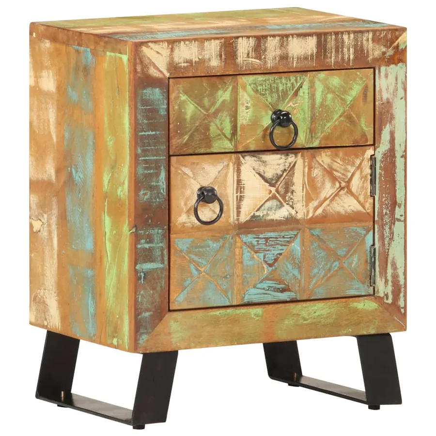 Table de chevet 40 x 30 x 50 cm Bois de récupération massif - 9